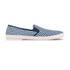 Rivieras Shoes Classic Woven Cotton Slip - On Loafer in Navy & White 3133 Mocassin handmade in Spain.